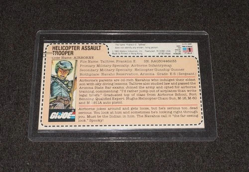 GI Joe ARAH 3 3/4" Figure 1983 Airborne Mail Away File Card Red Back Uncut