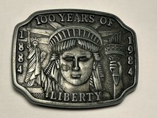 Vintage Statue of Liberty Belt Buckle 100 year Anniversary 1884-1984 Pewter