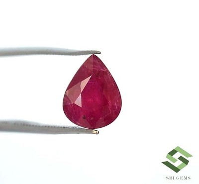 8.70x7 mm Certified Natural Ruby Pear Cut 2.01 CTS Mozambique Loose Gemstone