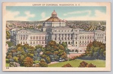 Vintage Library of Congress Washington DC Linen Postcard Capitol Souvenir Co