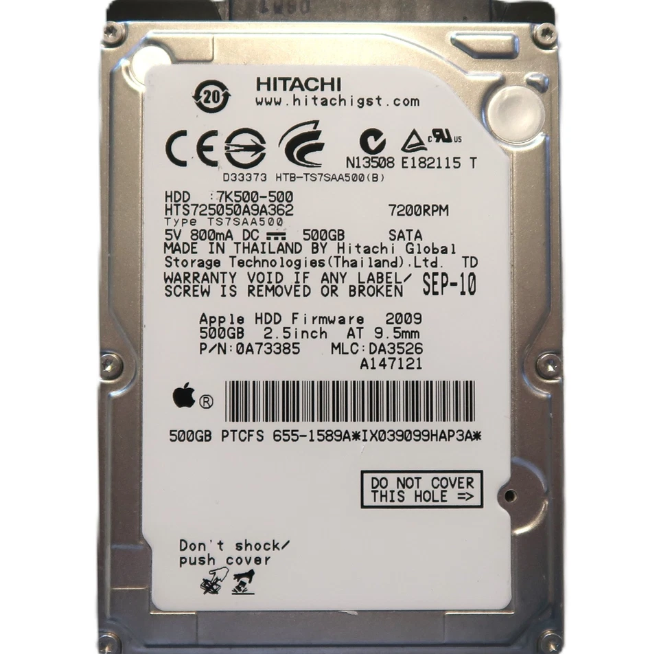 Hitachi HTS725050A9A362 0A73385 DA3526 Thailand 2.5" 500gb Sata HDD 2010 - Image 4 of 4