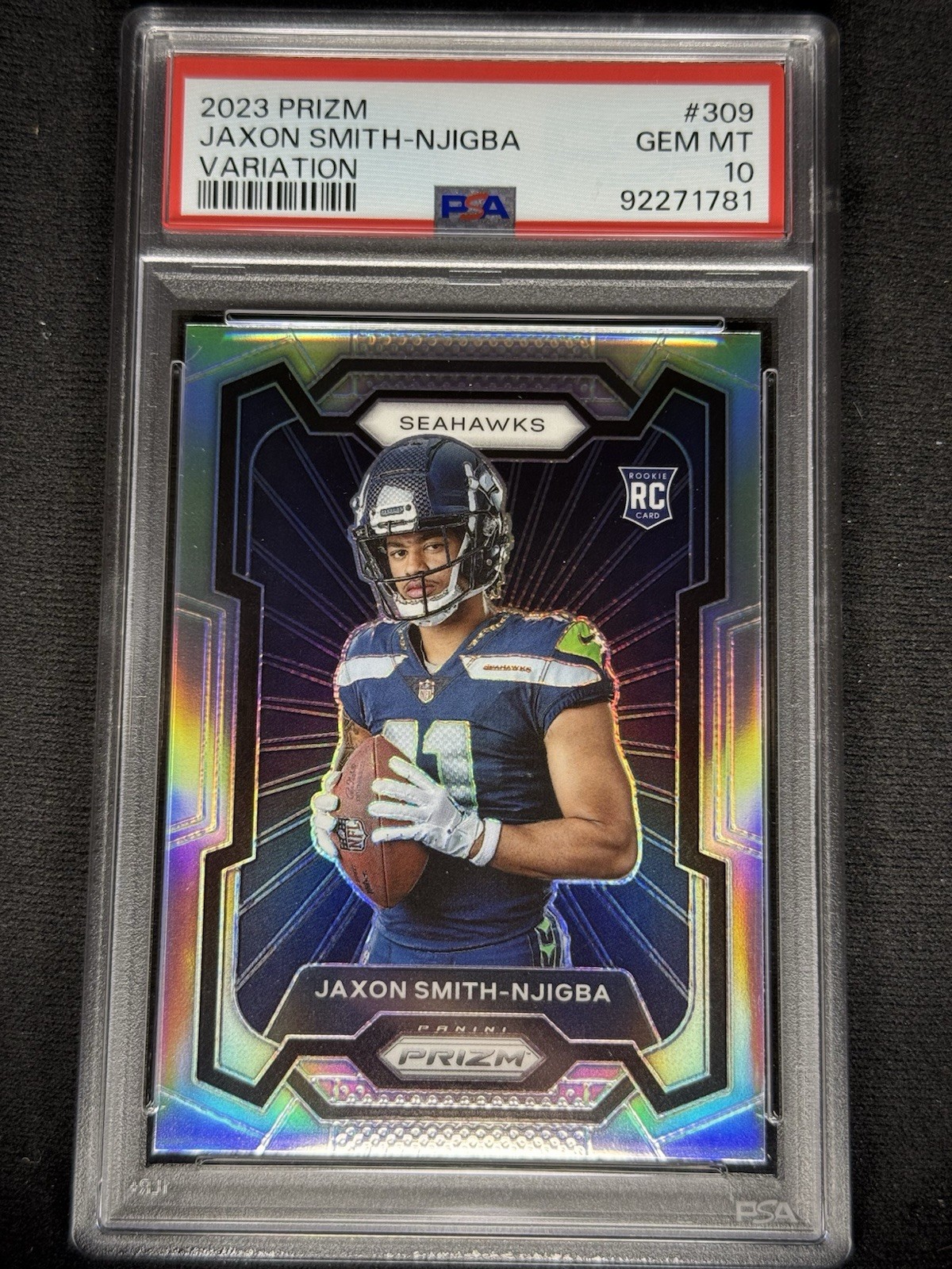 2023 Panini Prizm Rookie Variation Jaxon Smith-Njigba #309 Silver Prizm PSA 10