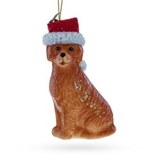 Golden Retriever in a Santa Hat Glass Ornament