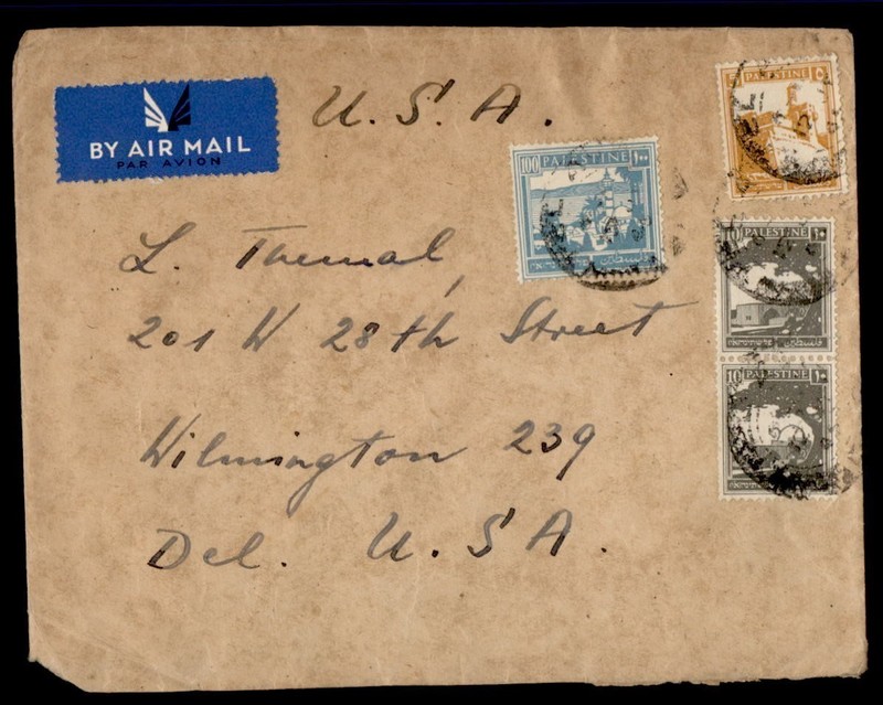 DR WHO 1945 PALESTINE TEL AVIV AIRMAIL TO USA R64963