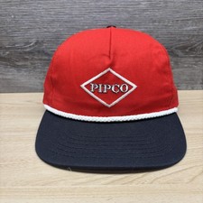 Vintage PIPCO Hat Cap Snap Back One Size Red Black Rope Logo Mens USA 80s