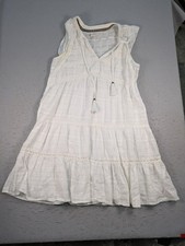 Knox Rose Tiered Mini Dress Womens White Tassel Boho Cottagecore Lace Trim