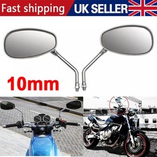 Pair 10mm Motorcycle Rearview Motorbike Motor Bike Rear View Side Wing Mirrors