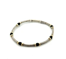 6.5” David Yurman 14k Gold & 925 Sterling Silver Hampton Cable Bracelet w/ Box