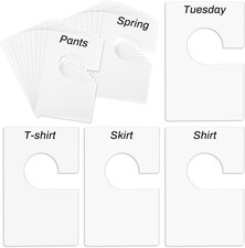 10 Pcs White Clothing Rack Size Dividers Plus 10 Sheets Labels, Blank White