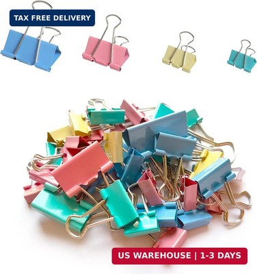 40-Pack Colorful Binder Clips, Assorted Sizes (4 Sizes) Metal Paper Clips, Stron