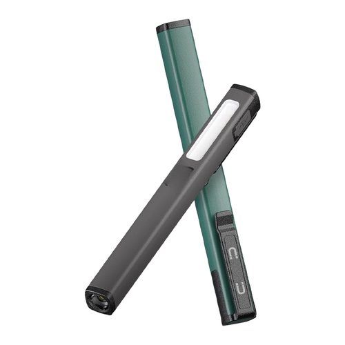Lightweight USB Rechargeable Flashlight ABS Body 84g 17cm x 1.6cm Green Gray - Picture 1 of 18