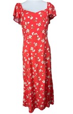 Old Navy Women's Midi Dress L Slit Flutter Sleeves Floral Lightweight Spring