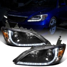 2004-2005 Honda Civic 2dr 4dr LED Running Lights Projector Headlights Pair Black