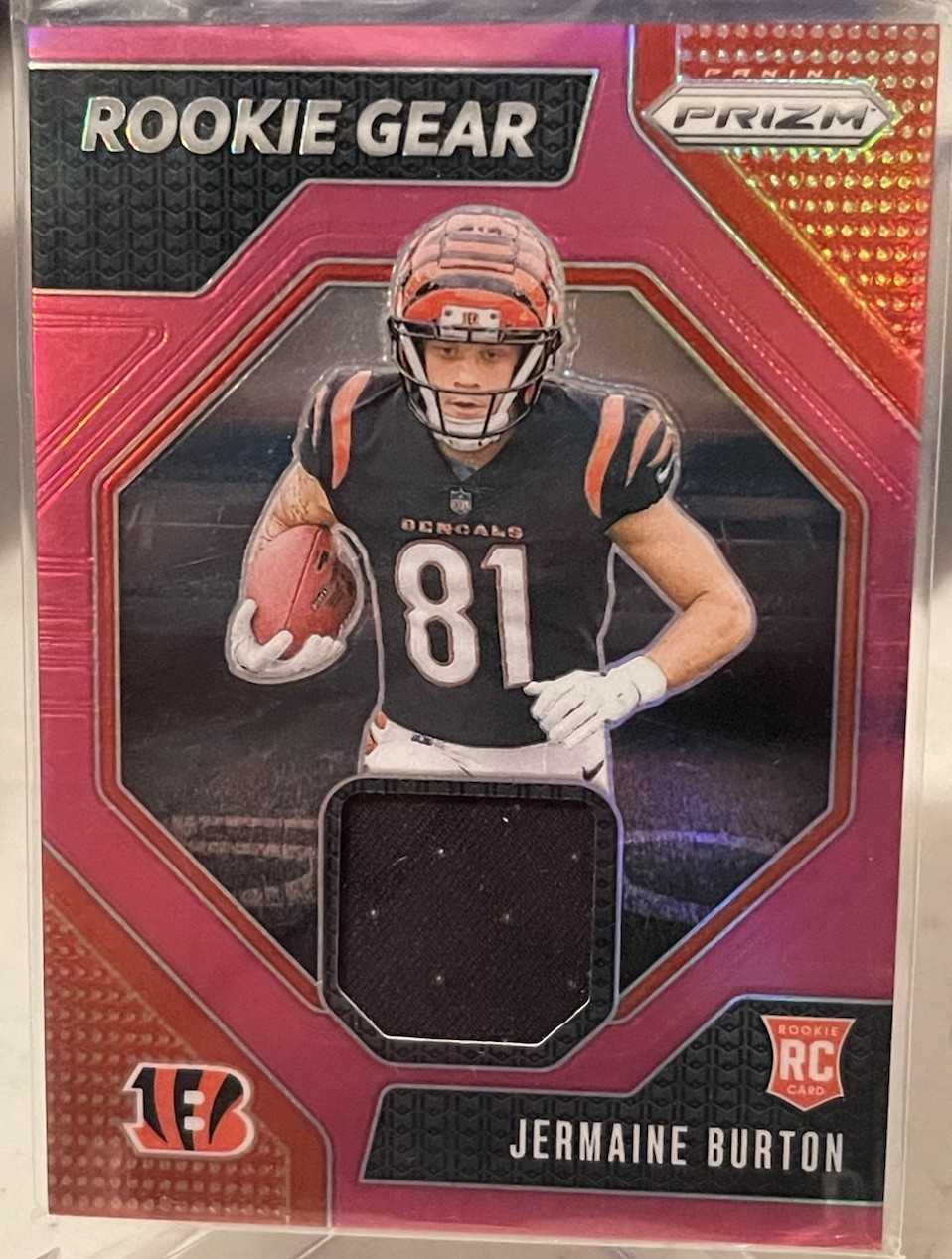 Jermaine Burton Panini Prizm Rookie Gear #RGJBN Pink Prizm
