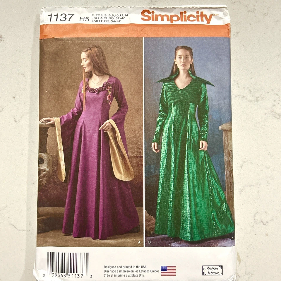 1137 Simplicity Dress Gown Medieval Costume Renaissance Sizes 6-14 Andrea Schewe - Image 2 of 4