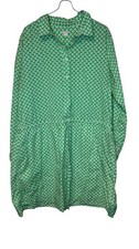 Gap Women Dress Fruity Print Roll Tab Sleeve Drawstring Waist Pocket Green Large