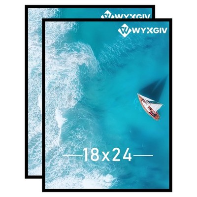 18x24 Picture Frame Set of 2, Scratch-Proof Black Frame Lightweight yet Sturd...