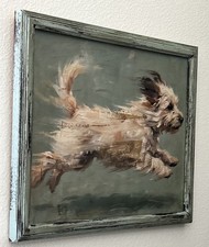 15x12 Dog Running Unique Rustic Gallery Art Print In Vintage Frame 15x12 Dog Running Unique Rustic Gallery Art Print In Vintage Frame