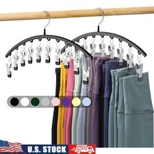 20 Pcs Space Saving Pants Hangers W/ Clips Leggings Jeans Shorts Skirts New