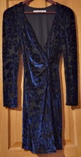 ASTR Floral Velvet Dress Womens S Blue Gothic Sheer Romantic Formal Party Guest