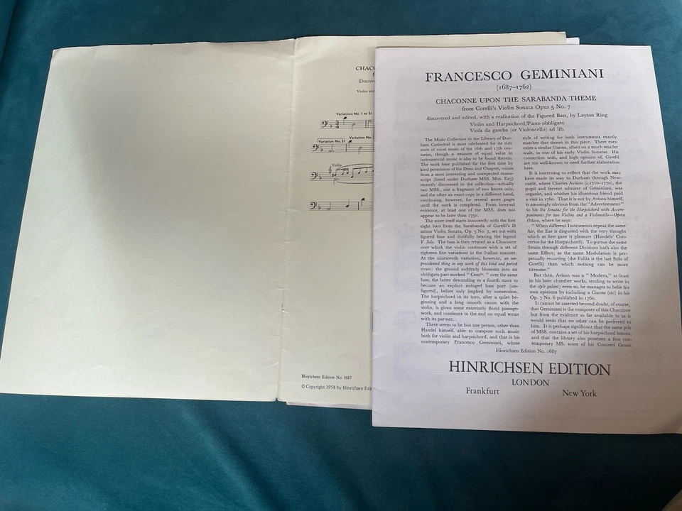 Geminiani Chaconne from Corelli- Sheet Music - Image 3 of 3