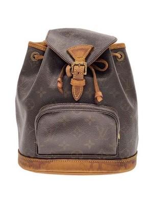 LOUIS VUITTON Backpack Montsouris MM Monogram Canvas PVC BRW Used