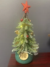 NEW 12in Tabletop Christmas Pine Tree Artificial Light Up Battery Powered