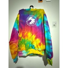 San Diego Zoo Wildlife Alliance Rainbow Tie Dye Fleece Pullover Hoodie Size L