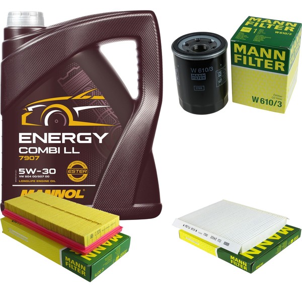 Mann Inspektionspaket Filterset 5L Mannol Energy 5W-30 FüR Fiat Stilo 1.4 16V-image
