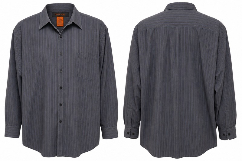 Nyne 4XLT Tall Gray Pinstripe Button Up Shirt Big & Tall Cotton Casual B6#19