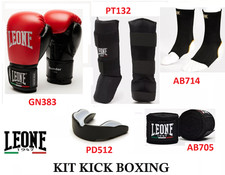 KIT LEONE KICK BOXING/THAI  GUANTONI, PARATIBIA, BENDAGGI, CAVIGLIERE, PARADENTI