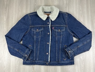 Levi's Original Sherpa Trucker Jacket Denim Dark Wash Women's