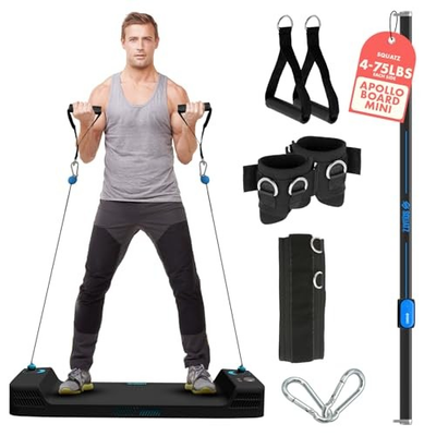 #ad SQUATZ APOLLO BOARD MINI: 150LB RESISTANCE SMART CABLE MACHINE BLACK BLUE $607.45
