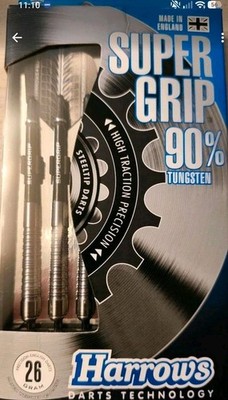 Harrows, Supergrip 90%, Steeldarts 26 g Wolfram Darts
