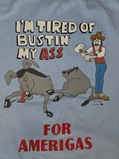 Vintage 80s Amerigas Tshirt Graphic Funny Mens Large Double-sided 1989