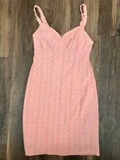 No Boundaries Womens Dress Size S Small Pink Lace Trim Cami Slip Mini Textured