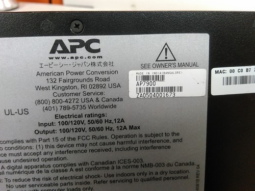 APC AP7900 8-Outlet 1U 15A 100/120V Rack PDU - Picture 8 of 8