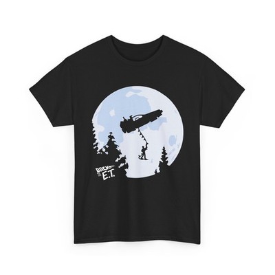 Back to the Future DeLorean on The E.T. Moon Movie Fan Graphic T-Shirt