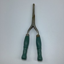 Vintage Hair Curler Crimper Curling Iron Blue Wood Handle Styling Tool