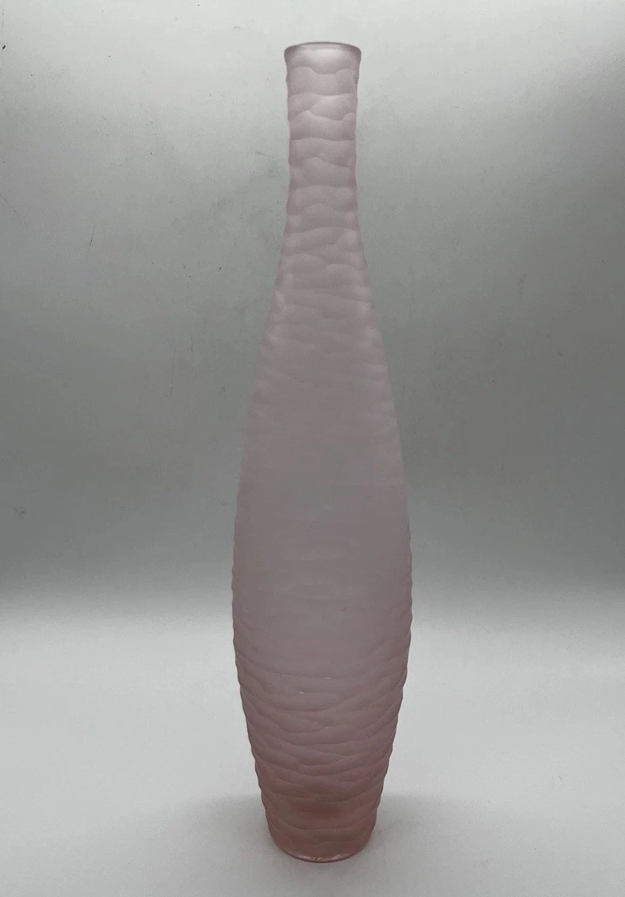 Tazai Pink Frosted 16 Inch Tall Narrow Vase