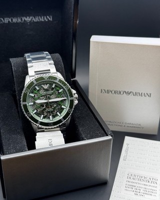 Emporio Armani AR60061 Meccanico | Skeleton Automatik & grüne Lünette | Neu