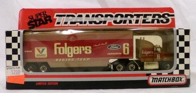 Matchbox Super Star Transporter Folgers #6 Mack Martin 1/87 Modell Lkw