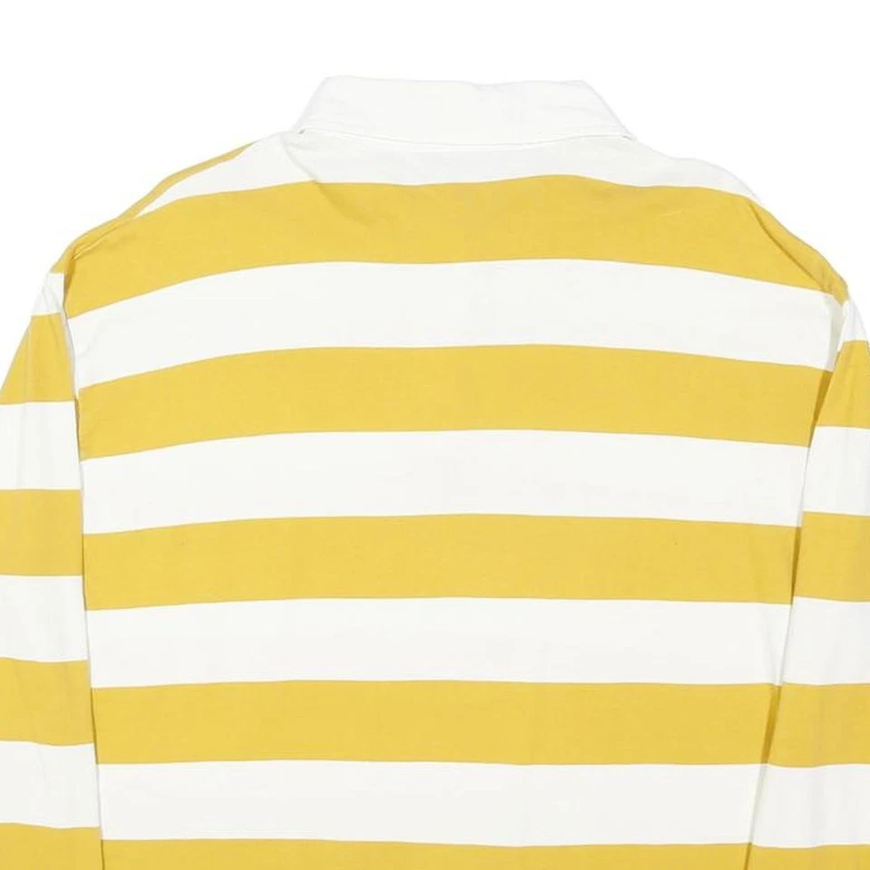 TU Polo Manches Longues Rayé Jaune & Blanc Coton Mélangé Taille UK 18 - Photo 4/4