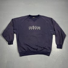 Vintage 90s Adidas Soccer Sweatshirt Blue XL THRASHED Casual Sports Fall
