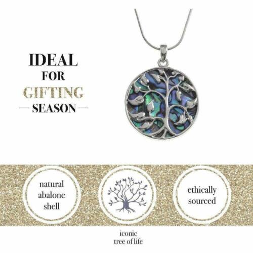 Womens Silver Plated Abalone Paua Shell Tree Of Life Necklace Birthday Gift Box - Picture 2 of 5