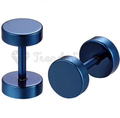 Pair Of Fake Turquoise & Coral Ear Stretcher Plugs — 8-10mm Sleek Stainless Steel Earrings 8 thumbnail image
