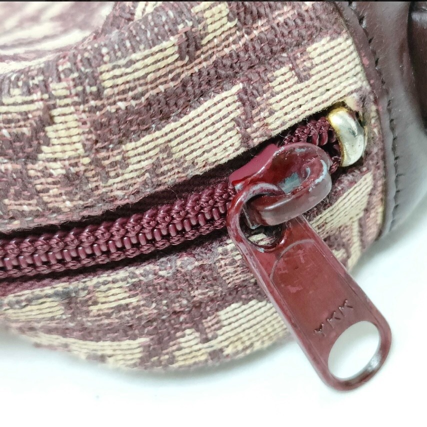 Christian Dior Trotter Vintage Canvas Leather Shoulder Bag Red Bordeaux Auth 670 thumbnail 15