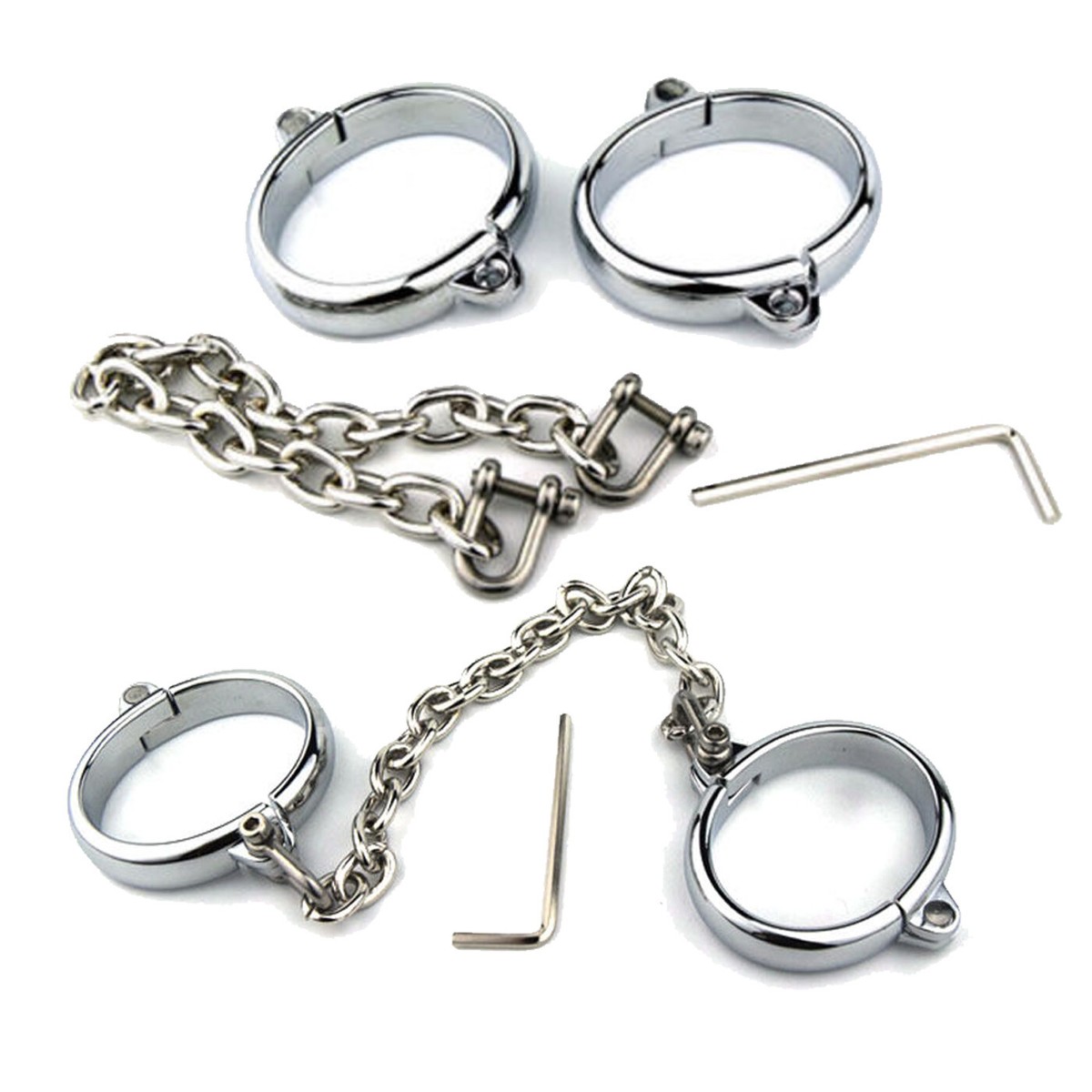 Metal Handcuffs Ankle Cuffs Restraints Fetter Shackles with Chain Bondage  BDSM | eBay