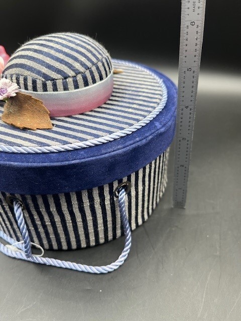 Vintage Hat Sewing Box Basket, Pin Cushion - Rare!