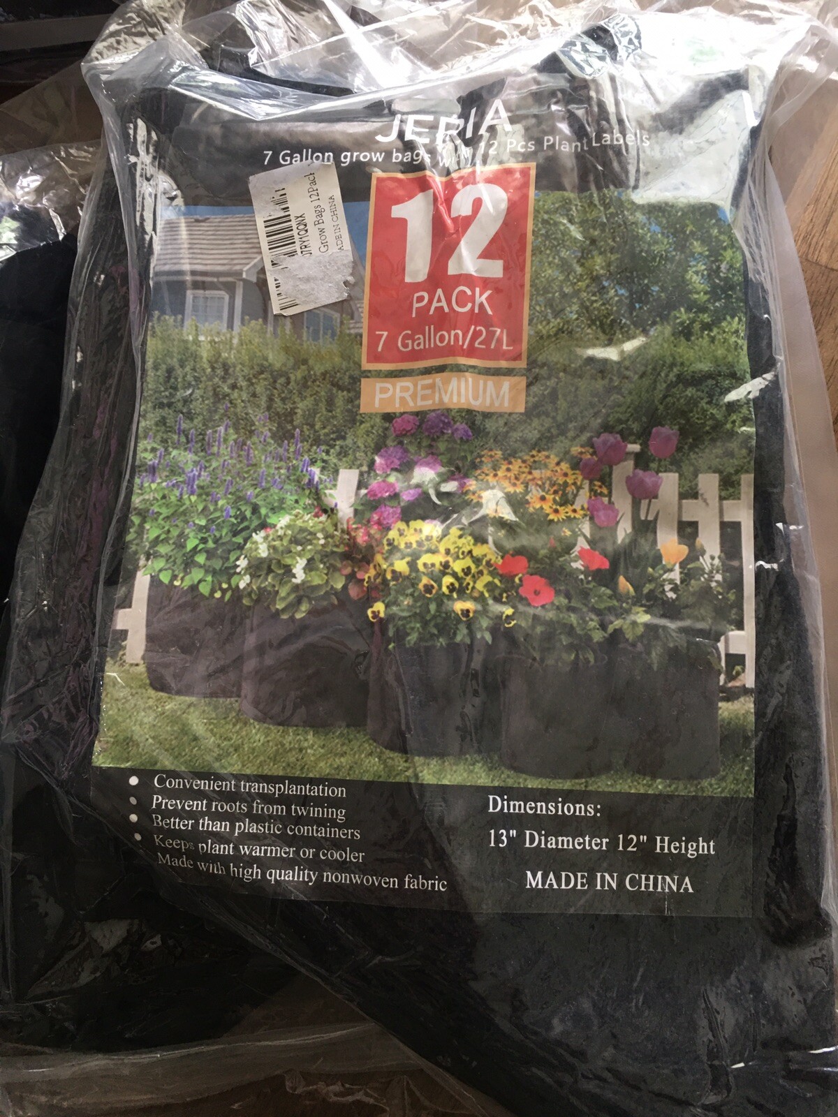 JERIA 12Pack 7 Gallon, Vegetable/Flower/Plant Grow Bags, Aeration Fabric Pots eBay